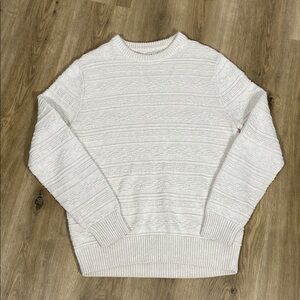 J. Crew sweater combination guernsey stitch Textured Cream fisherman Sweater L